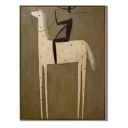 Black Rider Holds White — brown and gold modern figurative vintage americana art, set of 2 hand-painted canvas art – view 1