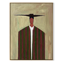 Dark Bar Crosses Burgundy - burgundy striped figure painting by Elliot Vale, modern figurative vertical wall art - framed artwork on white background