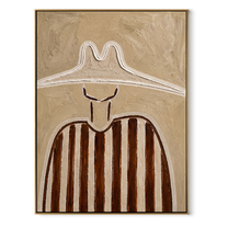 Twin Peaks Shelter Stripes - sculptural white hat painting by Elliot Vale, modern figurative vertical wall art - framed artwork on white background