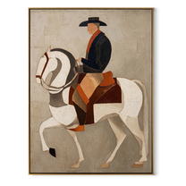 White Horse Bears Midnight - midnight rider horse painting by Elliot Vale, modern figurative vertical wall art - framed artwork on white background