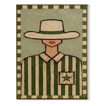 Pocket Star Guards Green - green western shirt painting by Elliot Vale, modern figurative vertical wall art - framed artwork on white background