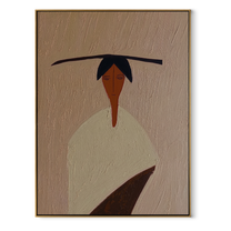 Flat Brim Crosses White - minimal white figure painting by Elliot Vale, modern figurative vertical wall art - framed artwork on white background