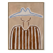 Blue Peaks Shade Brown - brown striped figure painting by Elliot Vale, modern figurative vertical wall art - framed artwork on white background