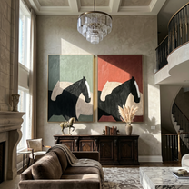Two Shadows Share Table — brown and black modern figurative canvas art, set of 2 hand-painted canvas art – view 5