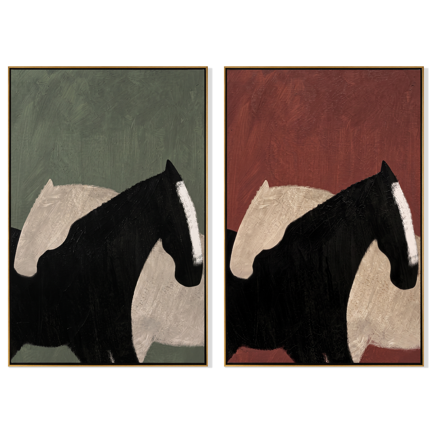 Two Shadows Share Table — brown and black modern figurative canvas art, set of 2 hand-painted canvas art – view 6