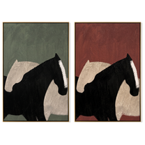Two Shadows Share Table — brown and black modern figurative canvas art, set of 2 hand-painted canvas art – view 6