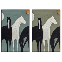 Moonlit Pair Above Mantel — brown and gray modern figurative canvas art, set of 2 hand-painted canvas art – view 6