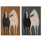 Ivory Meets Black Twice — brown and gray and black modern figurative canvas art, set of 2 hand-painted canvas art – view 6