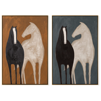 Ivory Meets Black Twice — brown and gray and black modern figurative canvas art, set of 2 hand-painted canvas art – view 6