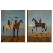 Sunset Riders Divide Time — gray and brown modern figurative canvas art, set of 2 hand-painted canvas art – view 6