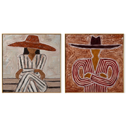 Two Hats Keep Company — brown and gray modern figurative canvas art, set of 2 hand-painted canvas art – view 6