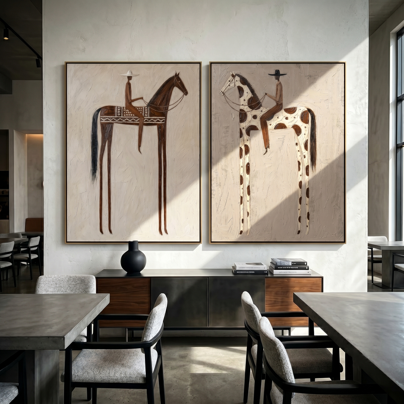 Brown and Spotted Watch — brown and gray modern figurative canvas art, set of 2 hand-painted canvas art – view 2