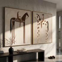 Brown and Spotted Watch — brown and gray modern figurative canvas art, set of 2 hand-painted canvas art – view 4