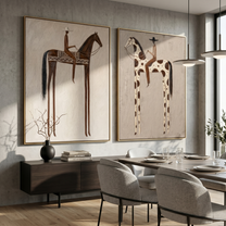 Brown and Spotted Watch — brown and gray modern figurative canvas art, set of 2 hand-painted canvas art – view 5
