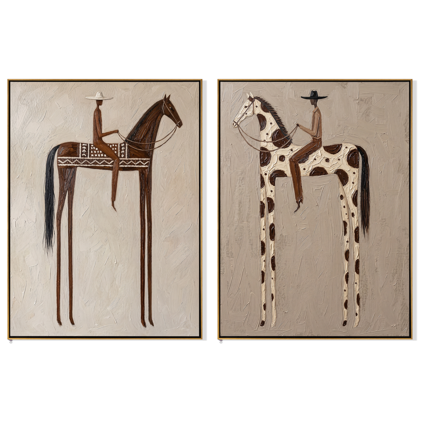 Brown and Spotted Watch — brown and gray modern figurative canvas art, set of 2 hand-painted canvas art – view 6