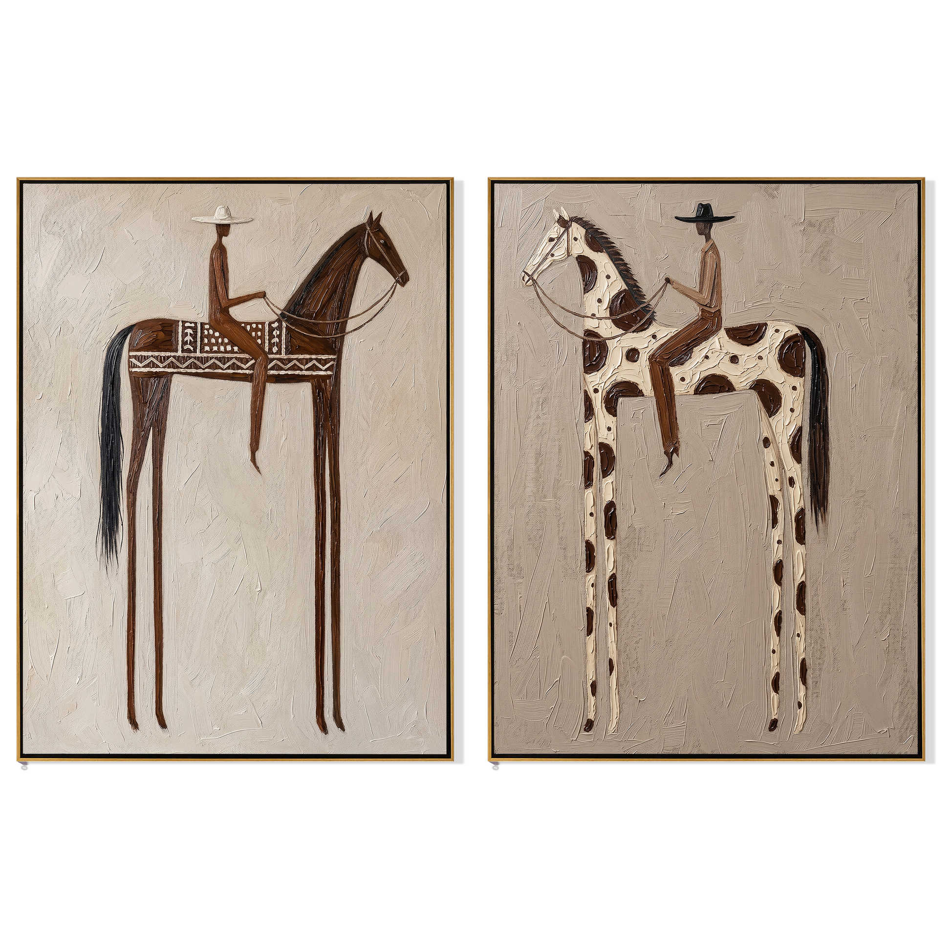 Brown and Spotted Watch — brown and gray modern figurative canvas art, set of 2 hand-painted canvas art – view 6