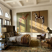 Saddles Beneath Quiet Skies — brown and black modern figurative canvas art, set of 2 hand-painted canvas art – view 5