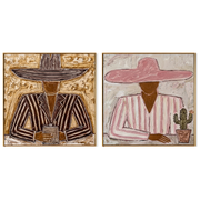 Sombreros Hold Desert Light — brown and gray modern figurative canvas art, set of 2 hand-painted canvas art – view 6