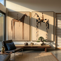 Spotted Trails Meet Dust — brown and black modern figurative canvas art, set of 2 hand-painted canvas art – view 4