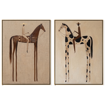 Spotted Trails Meet Dust — brown and black modern figurative canvas art, set of 2 hand-painted canvas art – view 6