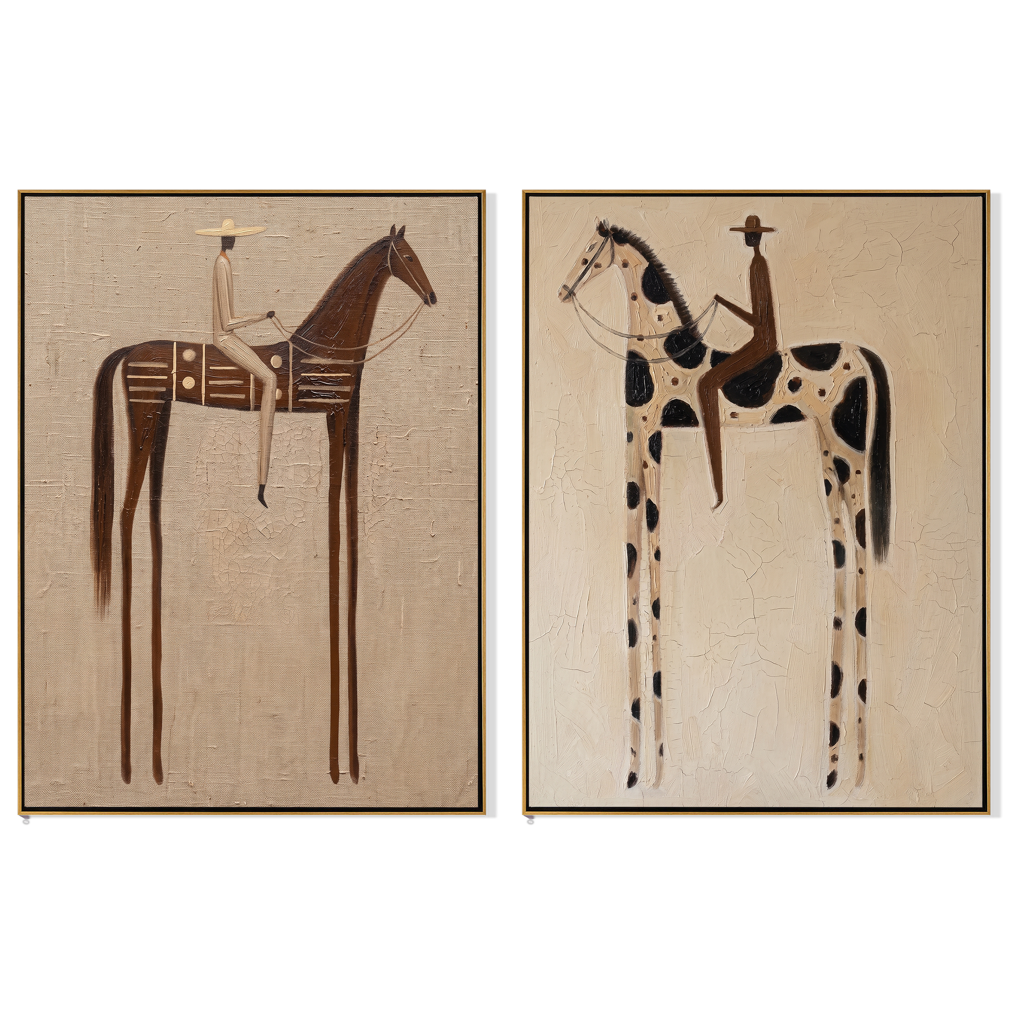 Spotted Trails Meet Dust — brown and black modern figurative canvas art, set of 2 hand-painted canvas art – view 6