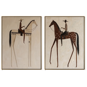 Two Horses Measure Silence — brown and black modern figurative canvas art, set of 2 hand-painted canvas art – view 6