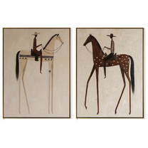 Two Horses Measure Silence — brown and black modern figurative canvas art, set of 2 hand-painted canvas art – view 6