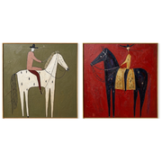 Two Horizons Burn Differently — brown and gray modern figurative canvas art, set of 2 hand-painted canvas art – view 6