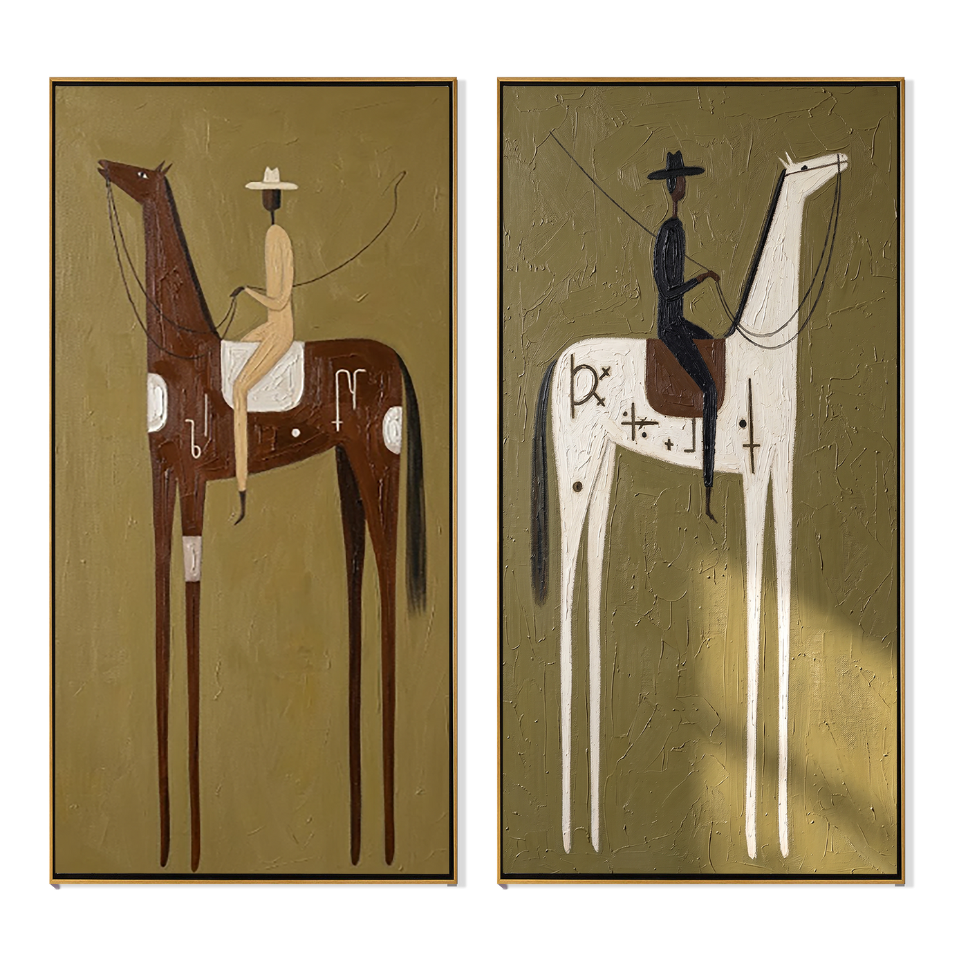 Long Reins Divide Evening — brown and gold modern figurative canvas art, set of 2 hand-painted canvas art – view 6