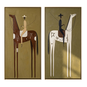Long Reins Divide Evening — brown and gold modern figurative canvas art, set of 2 hand-painted canvas art – view 6