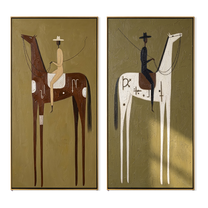 Long Reins Divide Evening — brown and gold modern figurative canvas art, set of 2 hand-painted canvas art – view 6