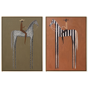 Silver Stripes Share Dusk — brown and gray modern figurative canvas art, set of 2 hand-painted canvas art – view 6