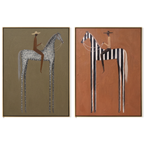 Silver Stripes Share Dusk — brown and gray modern figurative canvas art, set of 2 hand-painted canvas art – view 6