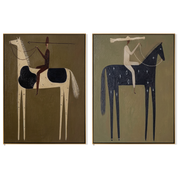 Night Horses Trade Shadows — brown and black modern figurative canvas art, set of 2 hand-painted canvas art – view 6