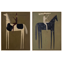 Night Horses Trade Shadows — brown and black modern figurative canvas art, set of 2 hand-painted canvas art – view 6