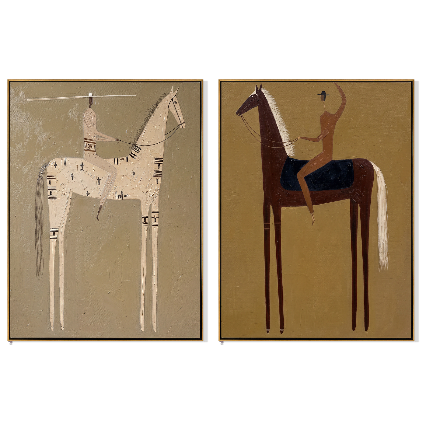 Pale Roads Meet Midnight — brown and black modern figurative canvas art, set of 2 hand-painted canvas art – view 6