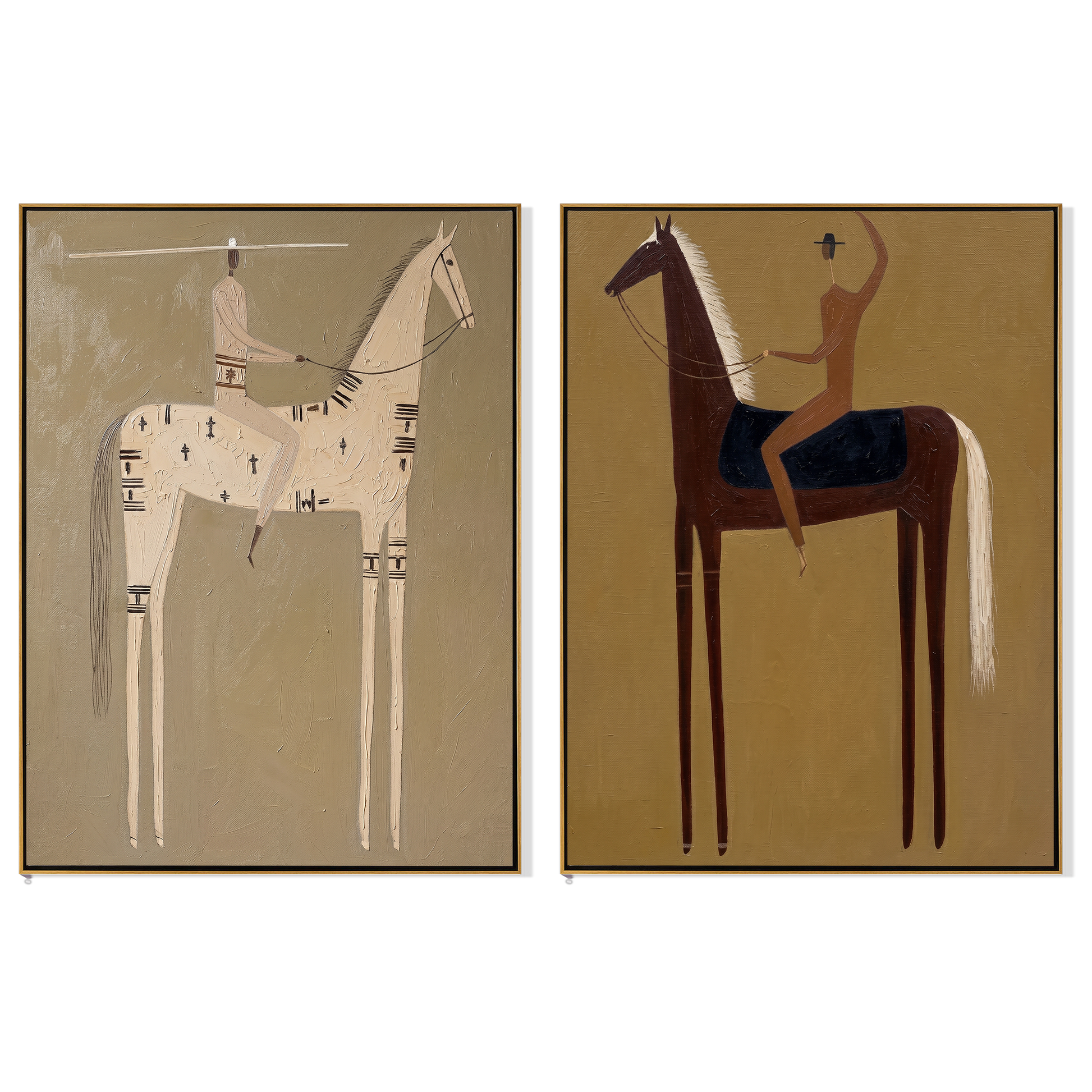Pale Roads Meet Midnight — brown and black modern figurative canvas art, set of 2 hand-painted canvas art – view 6
