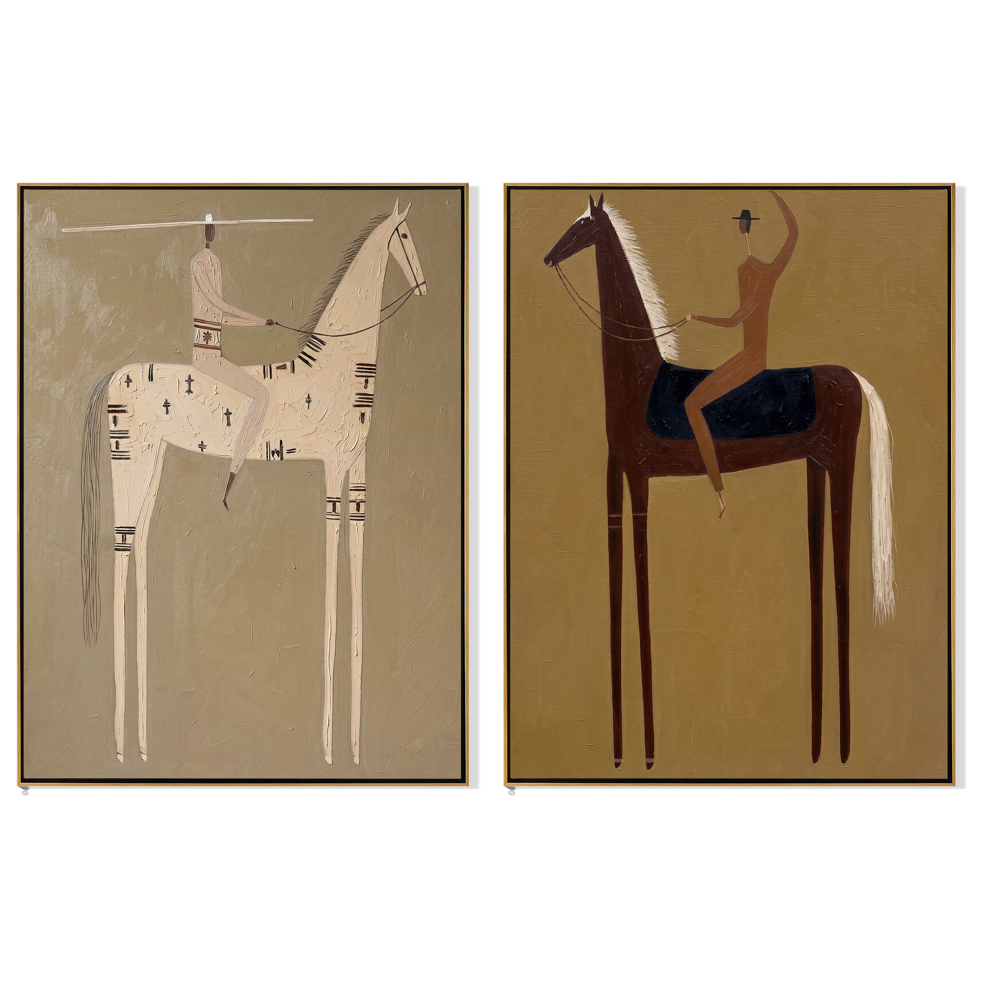 Pale Roads Meet Midnight — brown and black modern figurative canvas art, set of 2 hand-painted canvas art – view 6