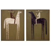 Constellations Change Their Horses — brown and black modern figurative canvas art, set of 2 hand-painted canvas art – view 6