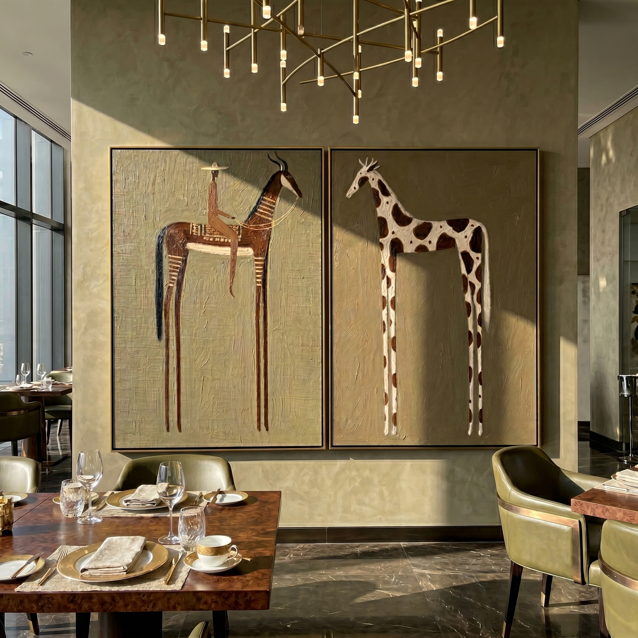 Spotted Trails Follow Amber — brown and gray and black modern figurative canvas art, set of 2 hand-painted canvas art – view 5