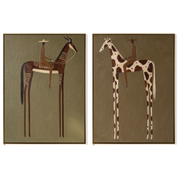 Spotted Trails Follow Amber — brown and gray and black modern figurative canvas art, set of 2 hand-painted canvas art – view 6