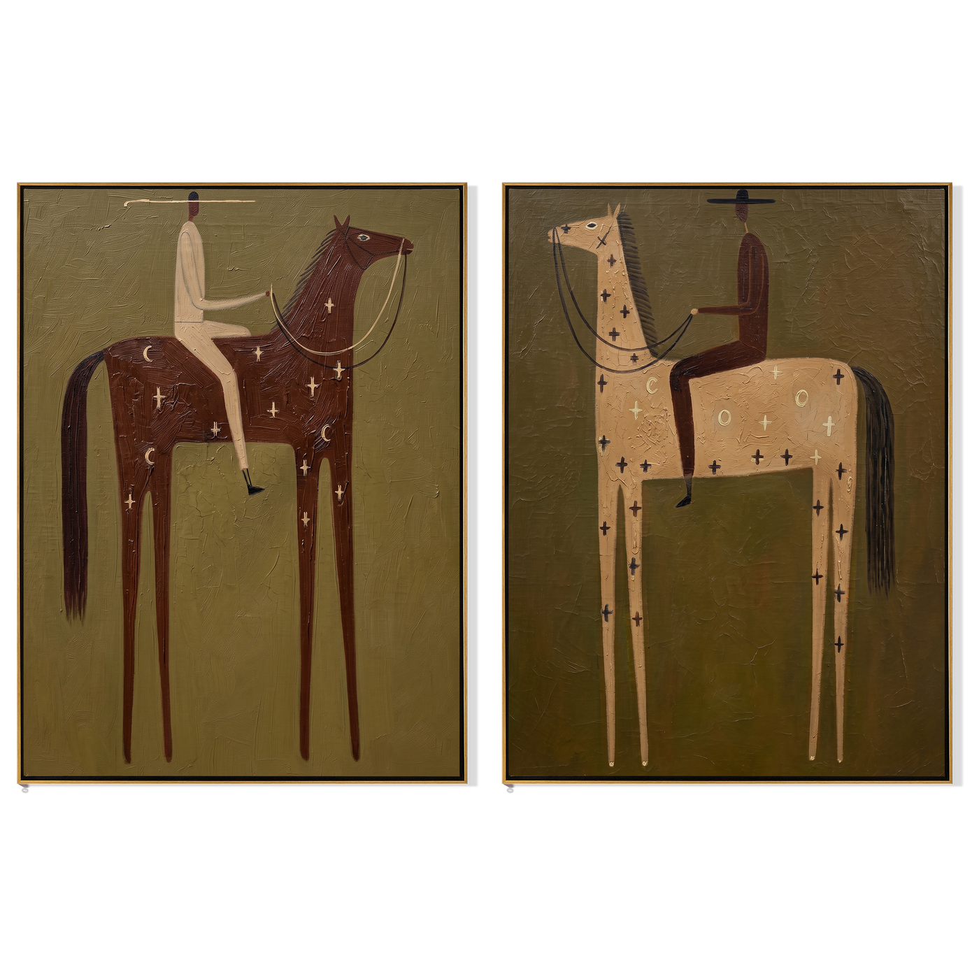 Embers Mark the Journey — brown and gray modern figurative canvas art, set of 2 hand-painted canvas art – view 6