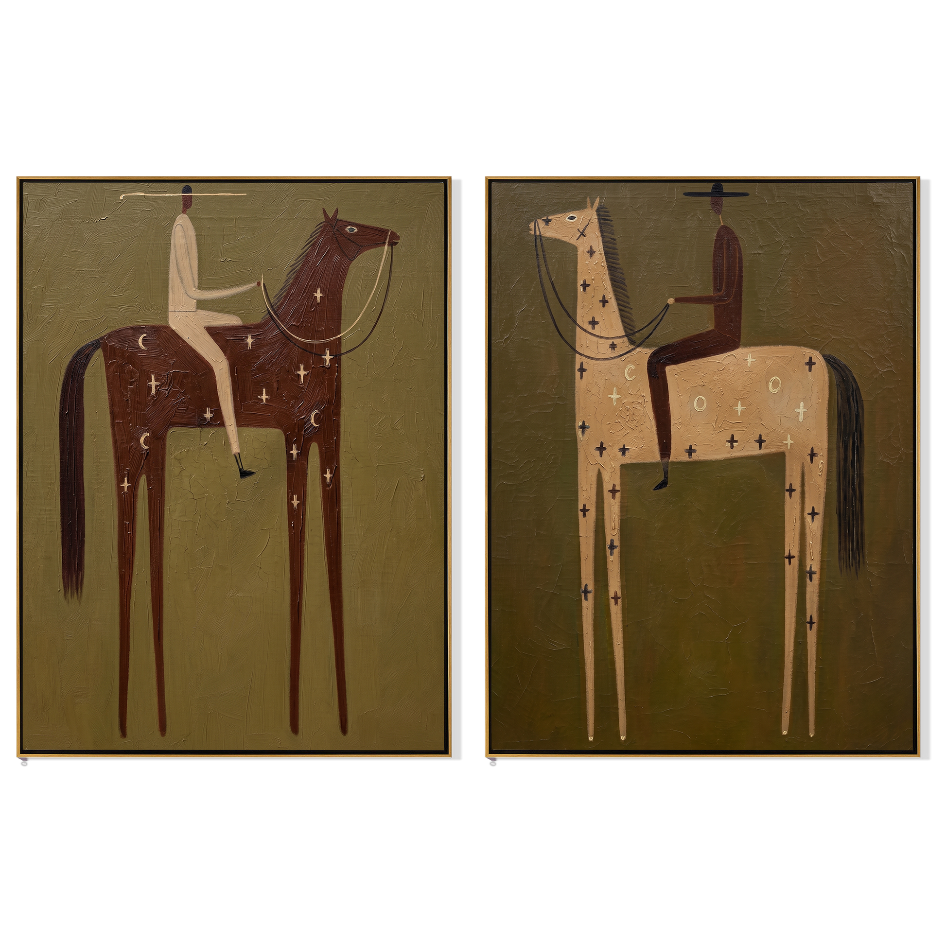 Embers Mark the Journey — brown and gray modern figurative canvas art, set of 2 hand-painted canvas art – view 6