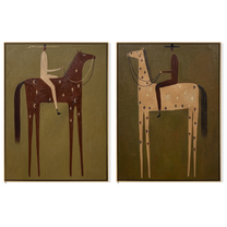 Embers Mark the Journey — brown and gray modern figurative canvas art, set of 2 hand-painted canvas art – view 6