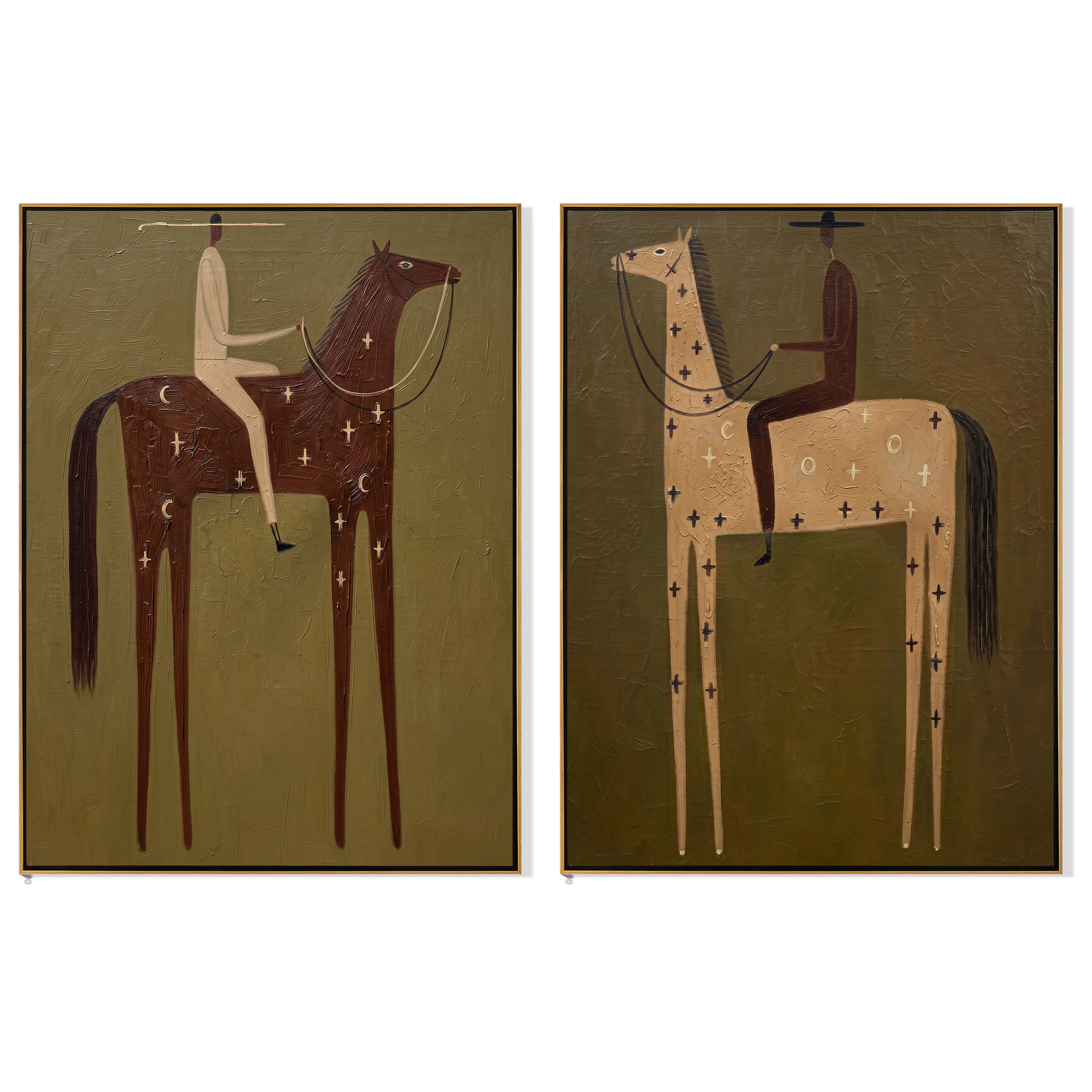 Embers Mark the Journey — brown and gray modern figurative canvas art, set of 2 hand-painted canvas art – view 6