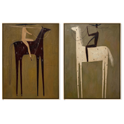 Dark Roads Find Ivory — brown and gray and black modern figurative canvas art, set of 2 hand-painted canvas art – view 6