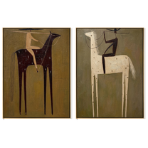 Dark Roads Find Ivory — brown and gray and black modern figurative canvas art, set of 2 hand-painted canvas art – view 6