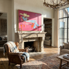Pink Room Takes Five — Reclining Pink Cowboy Painting | Contemporary Western Horizontal Wall Art – pink and gray contemporary western western art, horizontal hand-painted canvas art – view 2