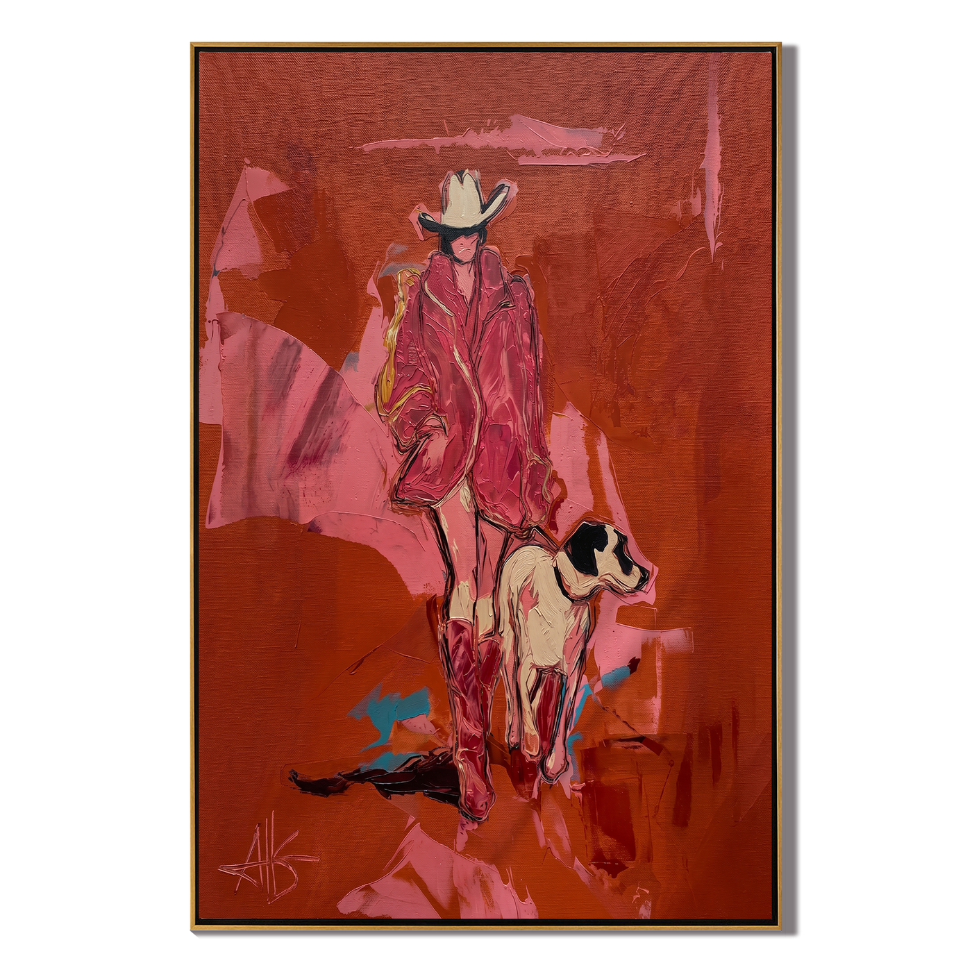 Red Road Keeps Faith — red and brown contemporary western western art, vertical hand-painted canvas art – view 1
