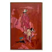 Red Road Keeps Faith — red and brown contemporary western western art, vertical hand-painted canvas art – view 1